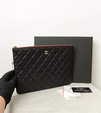 Bagsaaa Chanel Classic Zipped Pouch AP4021 Black Caviar - 20 × 27.5 × 1 cm