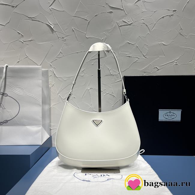 Bagsaaa Prada Cleo brushed leather shoulder bag white - 27cm - 1