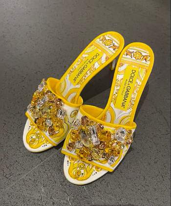 Bagsaaa D&G Majolica-print brocade mules with embroidery