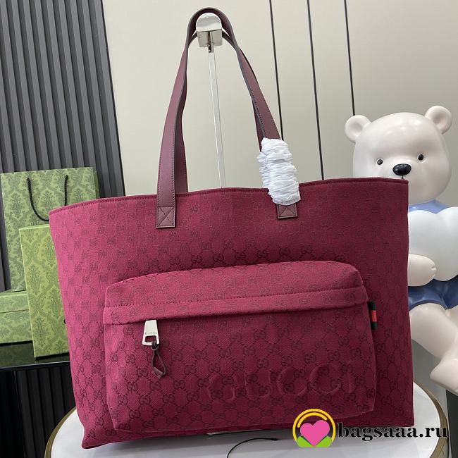 Bagsaaa Gucci Large GG Tote Bag Red Canvas 802166 - 45 x 32 x 15cm - 1