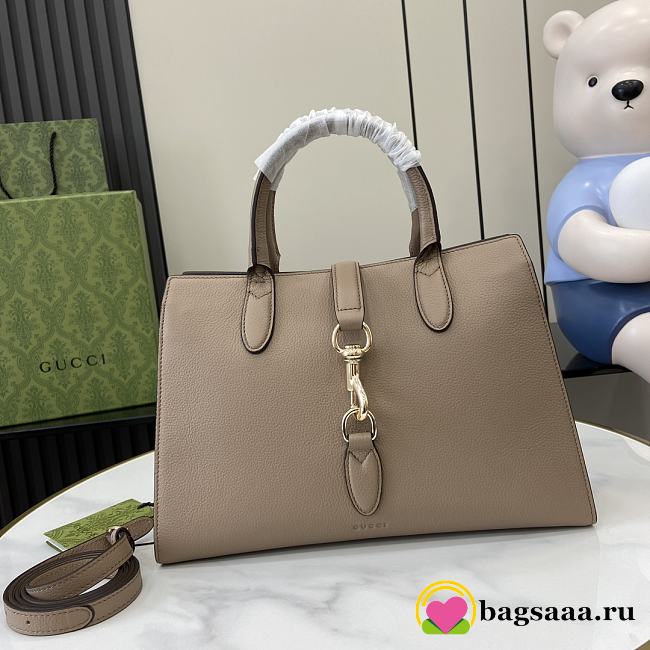 Bagsaaa Gucci Medium Tote Bag With Hook Closure 806205 Taupe - 31x22.5x10cm - 1