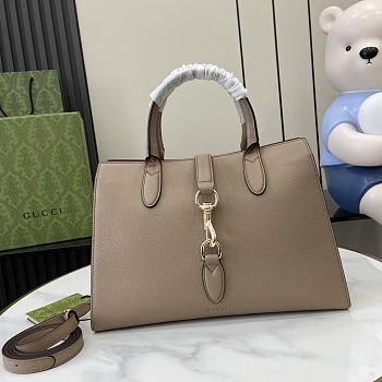 Bagsaaa Gucci Medium Tote Bag With Hook Closure 806205 Taupe - 31x22.5x10cm