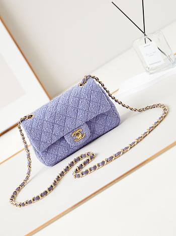 Bagsaaa Chanel Mini Classic Handbag A69900 Lilac Wool Tweed -12 × 20 × 6 cm