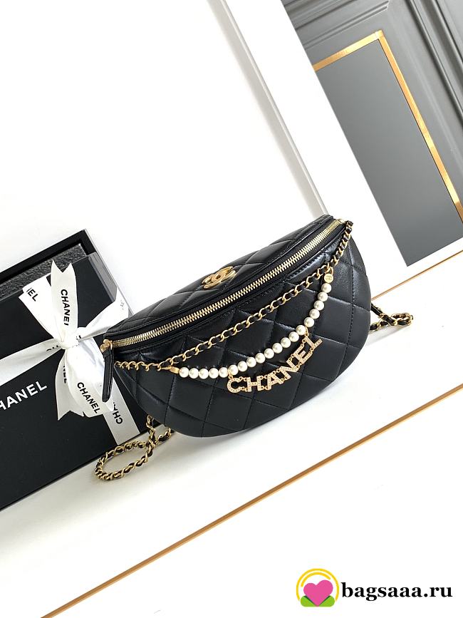 Bagsaaa Chanel Waist Bag AS4991 Black & Imitation Pearls - 17 × 24 × 11 cm - 1