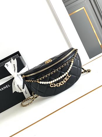 Bagsaaa Chanel Waist Bag AS4991 Black & Imitation Pearls - 17 × 24 × 11 cm