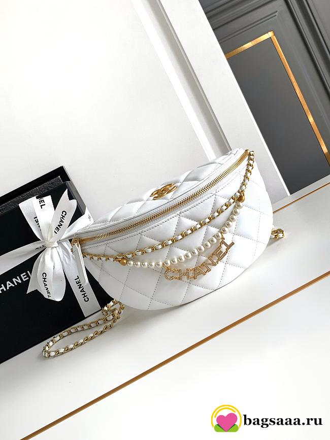 Bagsaaa Chanel Waist Bag AS4991 White & Imitation Pearls - 17 × 24 × 11 cm - 1