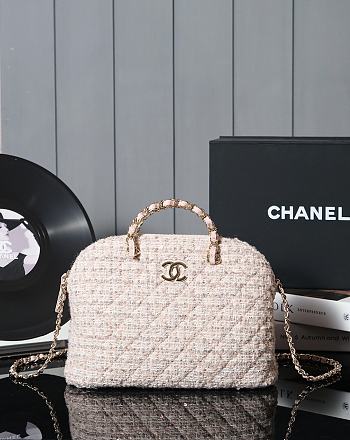 Bagsaaa Chanel Top Handle Light Pink Wool Tweed AS3969 - 20 × 27.5 × 7.5 cm