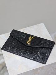 Bagsaaa YSL Uptown Pouch In Crocodile-Embossed Shiny 565739 Black & Gold - 27 x 16 x 2 CM - 3