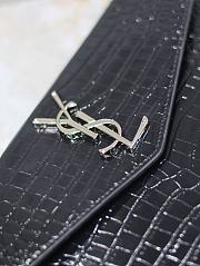 Bagsaaa YSL Uptown Pouch In Crocodile-Embossed Shiny 565739 Black & Silver - 27 x 16 x 2 CM - 4