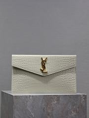 Bagsaaa YSL Uptown Pouch In Crocodile-Embossed Shiny 565739 White - 27 x 16 x 2 CM - 1