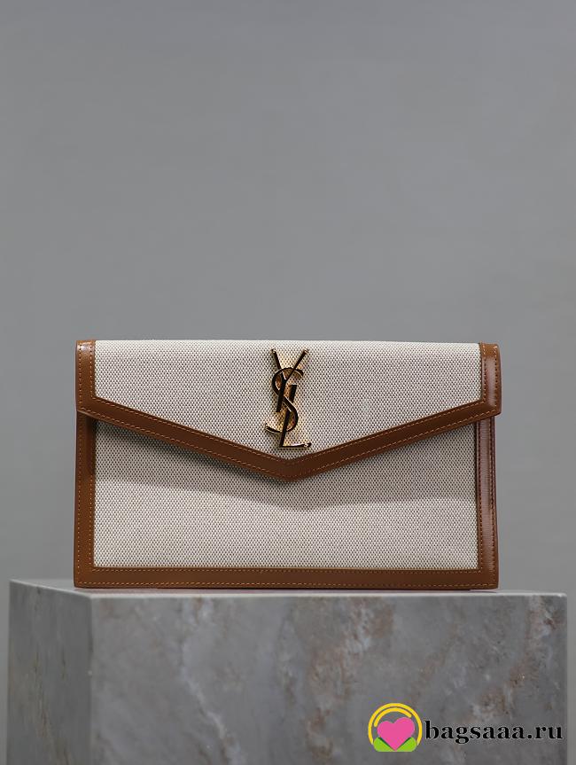 Bagsaaa YSL Uptown Pouch In Canvas And Smooth Leather - 27 x 16 x 2 CM - 1