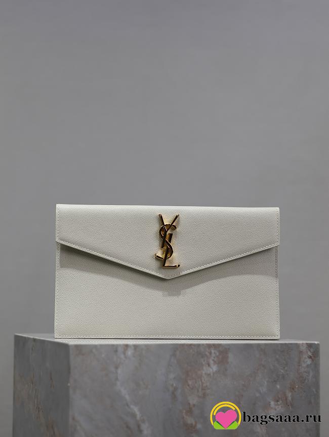 Bagsaaa YSL Uptown Pouch In Grain De Poudre Leather 565739 White - 27 x 16 x 2 CM - 1