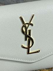 Bagsaaa YSL Uptown Chain Wallet In Grain De Poudre Embossed Leather 607788 White - 19 x 12 x 3 CM - 4