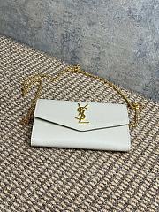 Bagsaaa YSL Uptown Chain Wallet In Grain De Poudre Embossed Leather 607788 White - 19 x 12 x 3 CM - 3