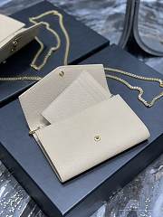 Bagsaaa YSL Uptown Chain Wallet In Grain De Poudre Embossed Leather 607788 Beige - 19 x 12 x 3 CM - 4