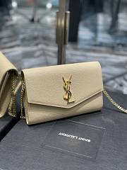 Bagsaaa YSL Uptown Chain Wallet In Grain De Poudre Embossed Leather 607788 Beige - 19 x 12 x 3 CM - 3