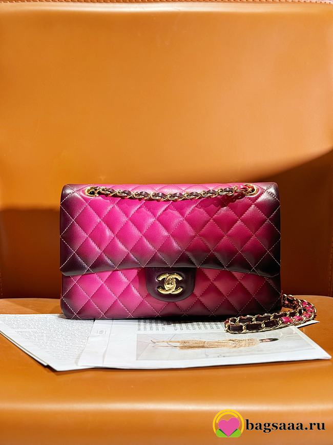 Bagsaaa Chanel Flap Bag Classic 11.12 Gradient Lambskin Fuchsia A01112 - 15.5 × 25.5 × 6.5 cm - 1