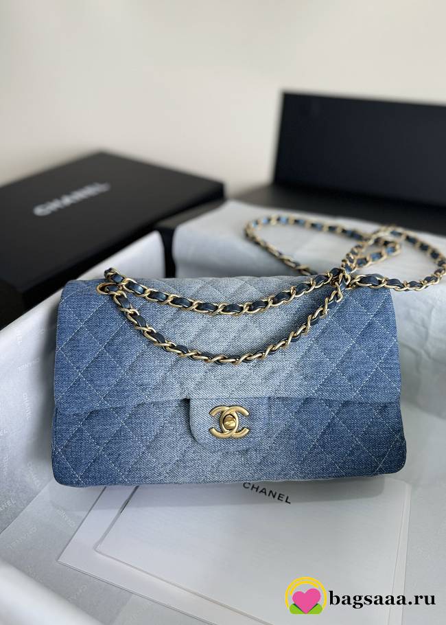 Bagsaaa Chanel Flap Bag Classic 11.12 Washed Denim Blue A01112 - 15.5 × 25.5 × 6.5 cm - 1