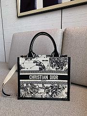 Bagsaaa Small Dior Book Tote Latte and Black Dior Zodiac Embroidery with Black Calfskin - 26.5 x 22 x 14 cm - 1