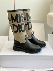 Bagsaaa Dior D-Major Boot Warm Taupe Technical Canvas with Black Miss Dior Graffiti Print and Black Calfskin - 1