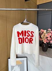 Bagsaaa Dior Sweater Ecru Cashmere and Silk Knit with Red Miss Dior Graffiti Motif - 1