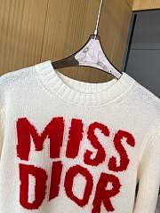 Bagsaaa Dior Sweater Ecru Cashmere and Silk Knit with Red Miss Dior Graffiti Motif - 2