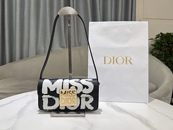 Bagsaaa Miss Dior Flap Bag Black and White Miss Dior Graffiti Printed Calfskin - 22 x 11 x 6 cm