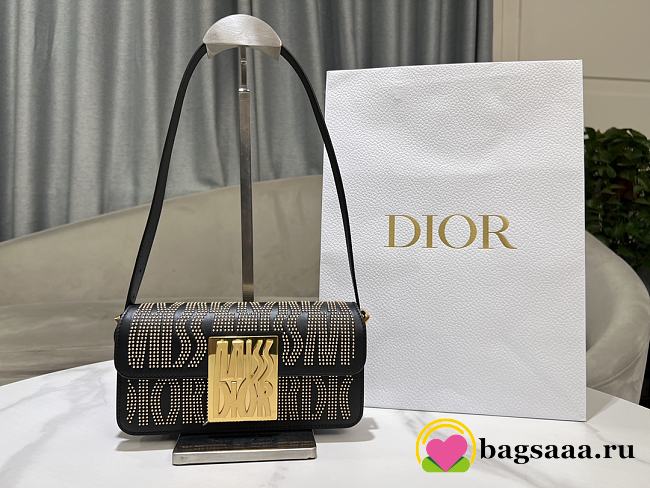 Bagsaaa Miss Dior Flap Bag Black Miss Dior Allover Calfskin with Gold-Finish Studs - 22 x 11 x 6 cm - 1