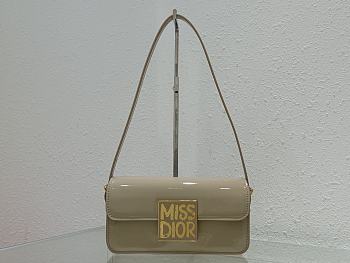 Bagsaaa Miss Dior Flap Bag Rope Beige Patent Calfskin - 22 x 11 x 6 cm