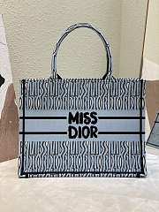 Bagsaaa Medium Dior Book Tote Pale Blue and Black Miss Dior Allover Embroidery - 36 x 27.5 x 16.5 cm - 1