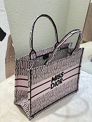 Bagsaaa Medium Dior Book Tote White & Pale Pink Miss Dior Allover Embroidery - 36 x 27.5 x 16.5 cm - 3