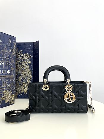 Bagsaaa Dior Medium Lady D-Joy Bag Black Graphic Cannage Calfskin - 26 x 13.5 x 5 cm