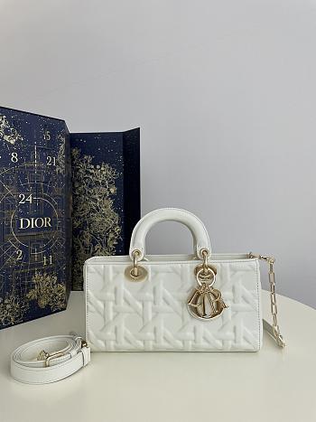 Bagsaaa Dior Medium Lady D-Joy Bag White Graphic Cannage Calfskin - 26 x 13.5 x 5 cm