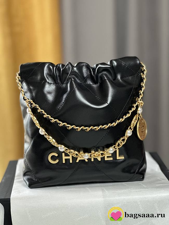 Bagsaaa Chanel 22 Mini Handbag Black & Imitation Pearls AS3980 - 20×19×6 Cm - 1