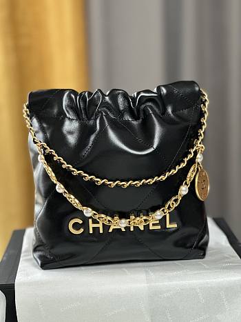 Bagsaaa Chanel 22 Mini Handbag Black & Imitation Pearls AS3980 - 20×19×6 Cm