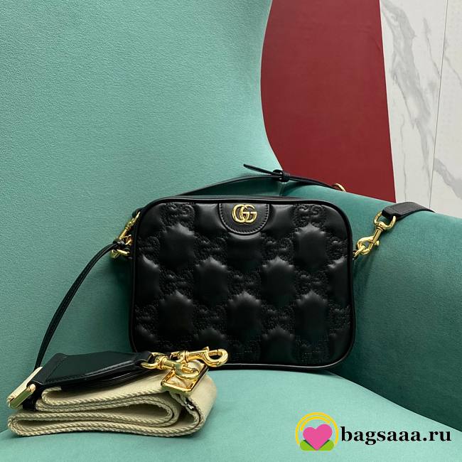 Bagsaaa GG Matelassé Small Shoulder Bag ‎702234 Black - 21.5 x 17 x 7.5 cm - 1