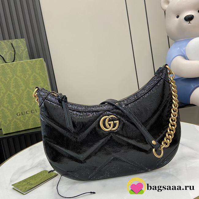 Bagsaaa Gucci GG Marmont small shoulder bag 777263 black patent - 17 x 26 x 4 cm - 1