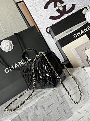 Bagsaaa Chanel Mini Classic Handbag With Top Handle AS2431 Black Patent - 12 × 20 × 6 cm - 3