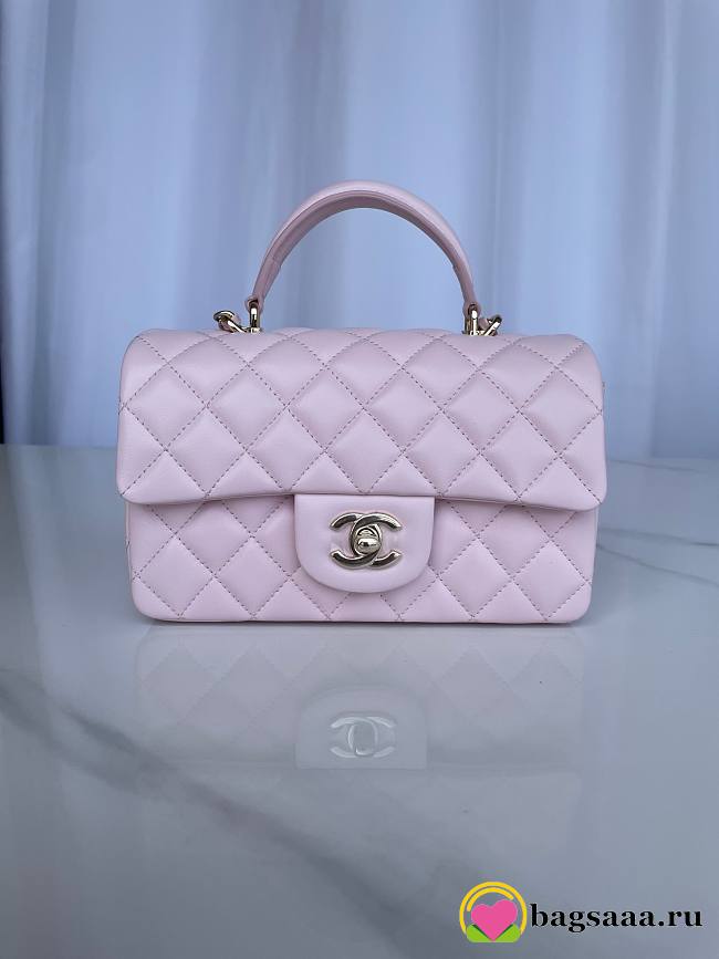 Bagsaaa Chanel Mini Classic Handbag With Top Handle AS2431 Light Pink - 12 × 20 × 6 cm - 1