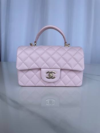 Bagsaaa Chanel Mini Classic Handbag With Top Handle AS2431 Light Pink - 12 × 20 × 6 cm