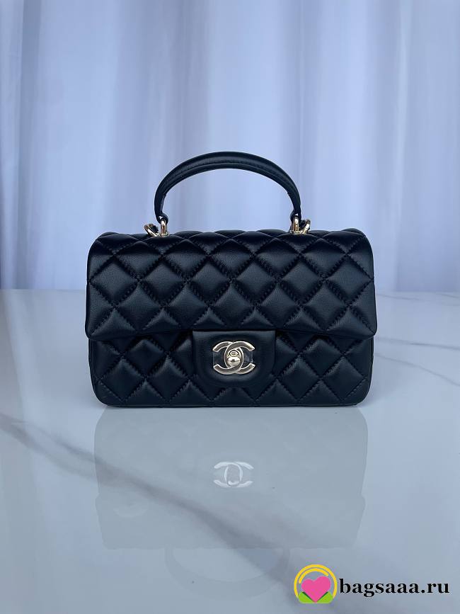 Bagsaaa Chanel Mini Classic Handbag With Top Handle AS2431 Black - 12 × 20 × 6 cm - 1