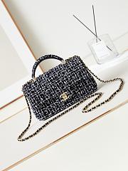 Bagsaaa Chanel Mini Classic Handbag With Top Handle AS2431 Sequin Black & White Tweed - 12 × 20 × 6 cm - 1