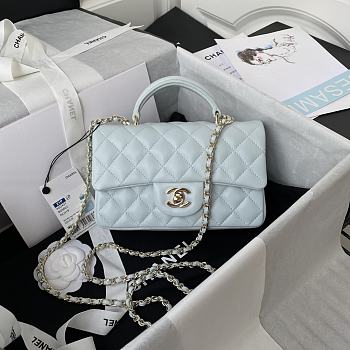 Bagsaaa Chanel Mini Classic Handbag With Top Handle AS2431 Light Blue - 12 × 20 × 6 cm