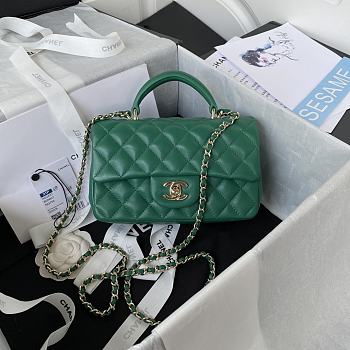 Bagsaaa Chanel Mini Classic Handbag With Top Handle AS2431 Green - 12 × 20 × 6 cm