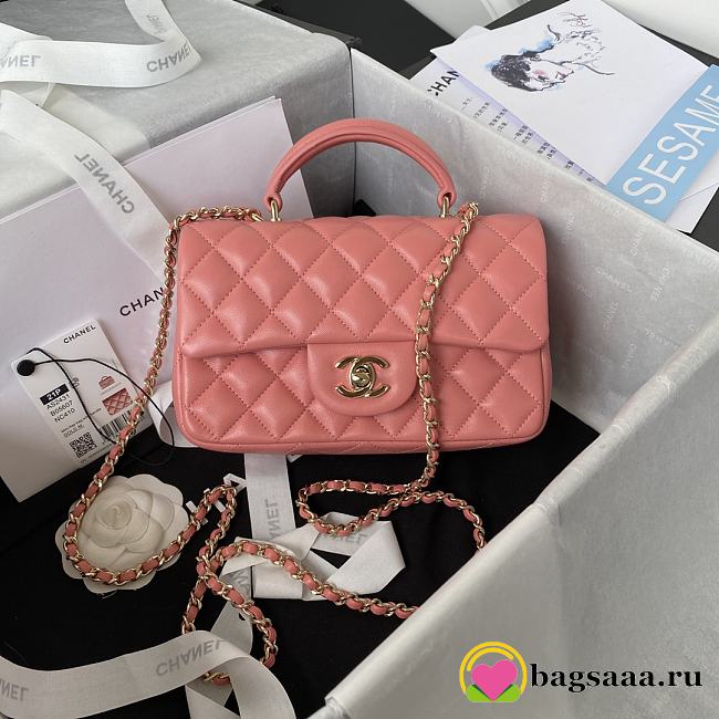 Bagsaaa Chanel Mini Classic Handbag With Top Handle AS2431 Pink - 12 × 20 × 6 cm - 1