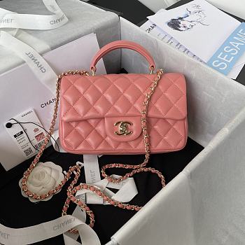 Bagsaaa Chanel Mini Classic Handbag With Top Handle AS2431 Pink - 12 × 20 × 6 cm