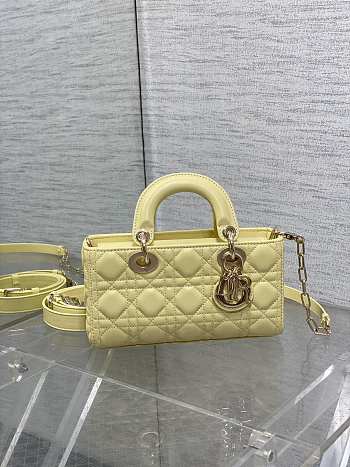 Bagsaaa Dior Small Lady D-Joy Bag Yellow Cannage Lambskin - 22 x 12 x 6 cm