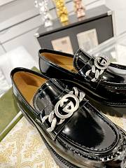 Bagsaaa Gucci Black Interlocking G-chain leather loafers - 4