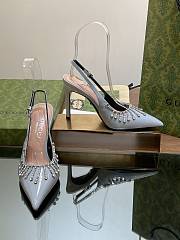 Bagsaaa Gucci Women's pump with crystal chain ‎805306 gray - 10.5cm - 1