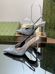 Bagsaaa Gucci Women's pump with crystal chain ‎805306 gray - 10.5cm - 3